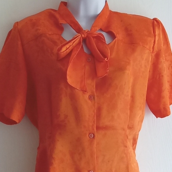 Cavlar | Vintage Silk Blend Orange Blouse - Picture 7 of 8